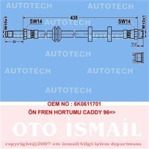 ÖN FREN HORTUMU CADDY 96 6KO611701