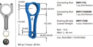 PISTON KOLU BMW N47 C20 B47 C20 E60 F10 F20 F30 E90 E84 E83 F25 E92 E93 F32 F34 F36 / MINI R55 R56 R57 R58 R59 R60 R61 / TOYOTA AVENSIS VERSO 1.6L