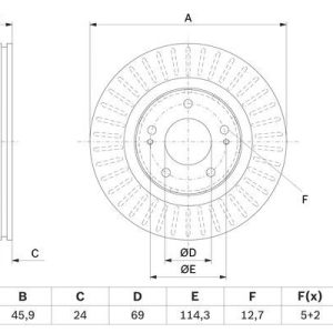 ÖN FREN AYNASI PEUGEOT P4007 07 CITROEN C-CROSSER 07 OUTLANDER 12 294x24x22.4xHAVALI