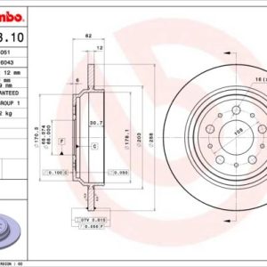 ARKA FREN AYNASI VOLVO S60 01-10 S70 01-05 S80 98-06 XC70 00-07 288x12x5DL DELYKLY 31262097