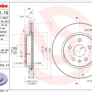 ARKA FREN AYNASI INSIGNIA A 08 SAAB 9-5 YS3G 10 17 JANT-18 JANT 315x22.9x5DLxHAVALI 13502199-569128-13501303-569062