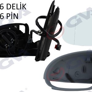 DIŞ DİKİZ AYNASI SOL GOLF 03 ELEKTRİKLİ ISITMALI SİNYALLİ ASTARLI ASFERİK 6 FİŞ VM-197EHPAL
