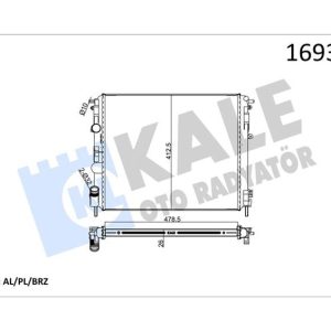 RADYATÖR CLIO II-KNG -LOGAN-SOLENZA-1.5DCİ-1.4-1.6 16V-1.9DTI AC MEK 480x414.5x34 1 SIRA ALB