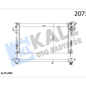 RADYATÖR LGN II 1.6-1.8-2.0-1.9 DCI AC MEK OTOM 670x399x26 2 SIRA AL SİSTEM 8200008764