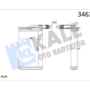 346395 KALORİFER RADYATÖRÜ KNG-KNG EXPRESS 1.4-1.6 16V-1.5 DCI-1.9DTI-1.9DCI 234x158