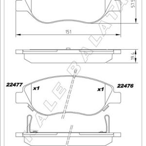 ON BALATA FIAT EGEA 15 1.4 1.5 T4 HIBRIT 1.6 D K:19 MM G:151.1 MM BÜYÜK TİP