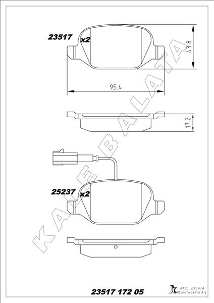 ARKA FREN BALATASI ALFA ROMEO MITO 09 FIAT LINEA 09 1.3JTD 1.4TJET 1.6JTD