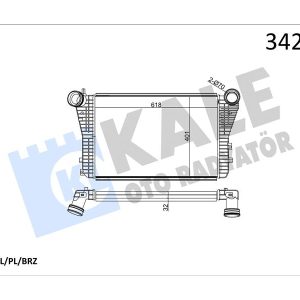 TURBO RADYATÖRÜ INTERCOOLER CADDY-GOLF V-JETTA-A3-LEON-OCTAVIA 1.8-1.9-2.0TDI-TFSI 615X406.6X32 1K0145803-1K0145803A-1K0145803B