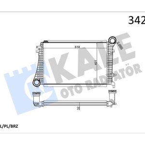 x TURBO RADYATÖRÜ INTERCOOLER A3-CADDY III-GOLF-JETTA-OCTAVIA-SUPERB-TOLEDO 615X406.6X32 AL-PL-