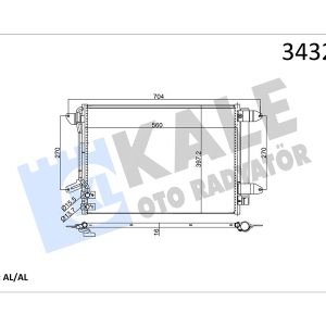 KLİMA KONDENSERİ JETTA 10 582x378x16 AL/BRZ 5C0820411E-5C0820411F