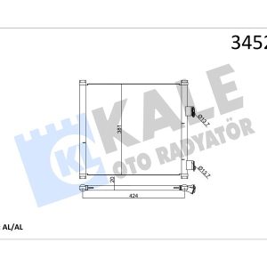 KLİMA KONDENSERİ FORD KA 1.3i-1.6i 96-08 381x445x16 AL/AL