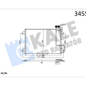KLİMA KONDENSERİ SCENIC I 99-03 1.4 16V-2.0 16V-1.9DCI F9Q.7.34 538x381x16 AL/AL
