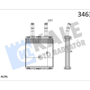 KALORİFER RADYATÖRÜ HYUNDAI ACCENT 1.3L 4G13 95-00 / 1.5L G4EK 95-00 / ADMIRE 1.3L G4EA 01-05 / GETZ 1.3L G4EA 03-05 / 1.5L D3EA CRDi 02-05 -