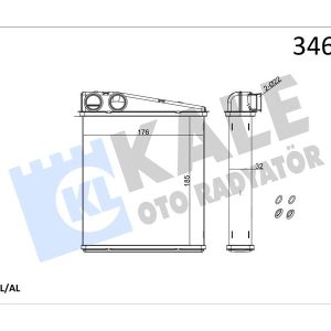KALORİFER RADYATÖRÜ BRAZİNG CADDY III-GOLF V-VI-JETTA III-OCTAVIA-TOURAN-ALTEA-LEON-A3-Q3-TOLEDO 1K0819031-1K0819031A-1K0819031B