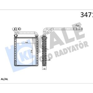 KALORİFER RADYATÖRÜ TOYOTA COROLLA 1.4L 4ZZ-FE ZZE120 VVTi 02-06 1.6L 3ZZ-FE ZZE121 VVTi 02-06 / VER SO 2.0L 1CD-FTV CDE120 02-04 - ALEMİNYUM