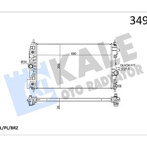 RADYATÖR OTOMATİK ASTRA J-ZAFIRA TOURER C-CRUZE 1.4-1.6 AL/PL/BRZ 680x397x28 39074657-13311079-1300306