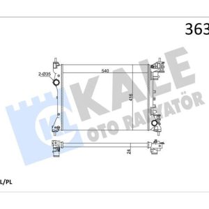 BRAZING VERSİYONU KL351280 FIAT DOBLO 152.263 - OPEL COMBO - ALF ROMEO MITO 10 AC/NAC MT ME KANİK 540X416X24 SU RADYATÖRÜ 1300330-1300347-50512102