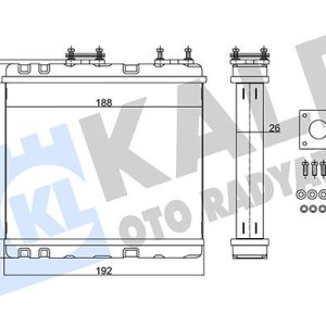 KALORİFER RADYATÖRÜ NISSAN ALMERA 1.4 1.6 95-00 PRIMERA-SUNNY 1.6 2.0 90 SUBARU LEGACY 1.8 2.0 2.2 89-94 BORUSUZ-CONTA CİVATA İLAVELİ BRAZING AL-AL