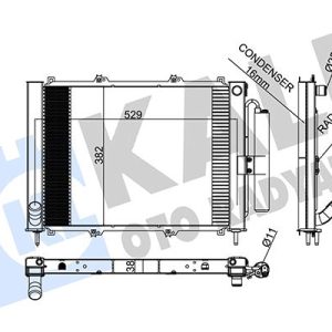 RADYATÖR KONDENSER KNG 1.9 DCİ 03 MEK AC AL/AL 595x377x40 8200732379-8200267994