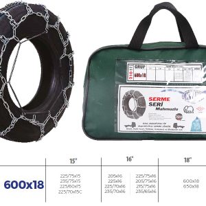 PATİNAJ ZİNCİRİ MİNİBÜS VE KAMYONET SERME 205X75X16 TIRNAKLI ZİNCİR EBATLARI İÇİN RESİME BAKINIZ