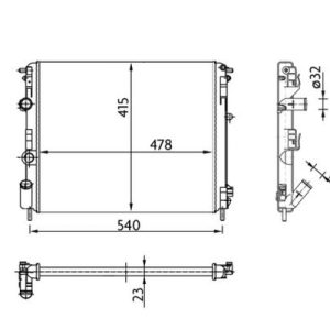 RADYATÖR CLIO II-KNG-LOGAN1.5 DCI-1.6 16V-1.9 DTI-K4M AC KLİMASIZ MEK 480x414x28 7700428082