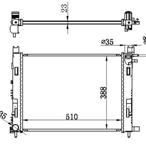 MOTOR SU RADYATORU CAPTUR I 12 CLIO IV 12 DOKKER 12 SYMBOL III 14 SANDERO II 12 0.9 TCE 1.2 TCE 1.5 DCI 1.6 506x414x18 BRAZİNG 214107326R-214100055R