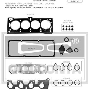 ÜST TAKIM CONTASI MGN-CLIO SYMBOL 1.6 8V K7J/K7M KEÇELİ SKC STD SUBAP LASTİKLİ 770146820