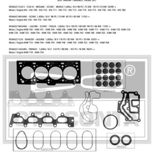 ÜST TAKIM CONTASI MGN-CLIO-LGN-LOGAN 1.4-1.6 16V K4J-K4M KEÇELİ SUBAP LASTİKLİ 7701471886-7701471361