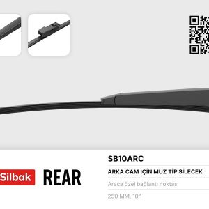 SİLECEK SÜPÜRGESİ ARKA MUZ TİPİ 250mm SKODA CITIGO 10/11 SCIROCCO 05/08