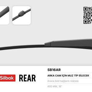 SİLECEK SÜPÜRGESİ ARKA MUZ TİPİ 405mm OCTAVIA II 04 CADDY 04 TRANSPORTER T5 03 TOURAN 03