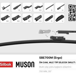 SİLECEK SÜPÜRGESİ MUZ TİPİ 700mm A. BC.C2.D VE U TİPİ KOLLAR ICIN MULTİ ADAPTORLÜ