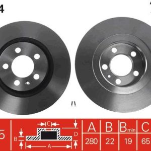 ÖN FREN AYNASI GOLF IV 97-06 BORA 98-05 OCTAVIA 99 TOLEDO II-LEON 99-06 A3 99 280x22x5DLxHAVALI 1J0615301M-1J0615301E-1J0615301P