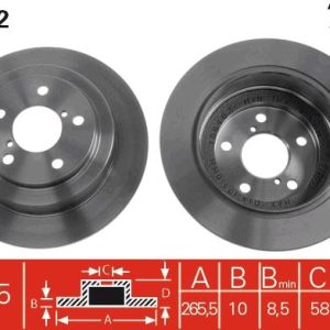ARKA FREN AYNASI SUBARU IMPREZA 1.6 2.0 96/12.00 FORESTER 2.0 97 LEGACY 89/8.03 265.5x10x5DL