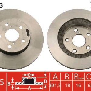 ÖN FREN AYNASI TOYOTA RAV 4 2.0 16V 94-00 301.5x18x5DLxHAVALI