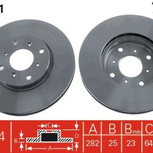 ÖN FREN DİSKİ HAVA KANALLI HONDA ACCORD 1.8L F18B2 CG8 EURO 99-02 282 çap x 4 bijon - Takım disk fiyatıdır