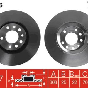 ÖN FREN AYNASI ASTRA H-ZAFIRA B-MERIVA A-B-CORSA D-E-ADAM-ASTRA G-VECTRA B 308x25x5DLxHAVALI 16 İNÇ
