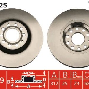 ÖN FREN AYNASI PASSAT 1.6-1.9TDI-2.0-1.8T 00/5.05 A4 01 A6 97SUPERB 02 EXEO 09 312x25x10DLxHAVALI x