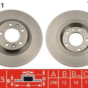 ARKA FREN AYNASI P407 04 11 P508 10 18 P607 00 11 RCZ 10 15 C5 08 17 290x12x35x5DL DOLU