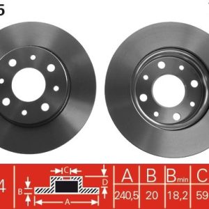 ON FREN DISKI FIAT 500 08 500C 09 PANDA 12 FORD KA 1.3 TDCİ 09 0.9-1.2-1.4-1.3DMTJ 240.5