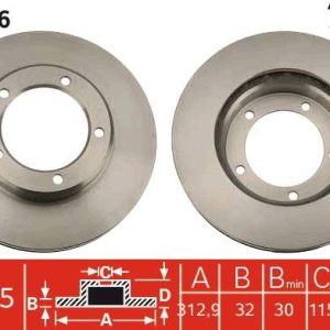 ÖN FREN AYNASI CRUISER 02-0 312.9x32x30xHAVALI