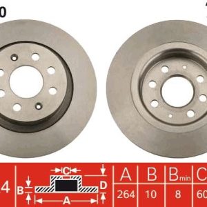 ARKA FREN AYNASI CORSA E 14 ADAM 13 PUNTO EVO-GRANDE PUNTO 05 264x10x4DLxHAVALI 15 İNÇ 55700592