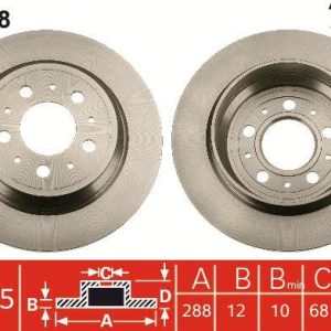 ARKA FREN AYNASI VOLVO S60 01-10 S70 01-05 S80 98-06 XC70 00-07 288x12x5DL