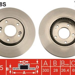 ÖN FREN AYNASI ADET HYUNDAI İX35-İ40 1.6-1.7-2.0 CRDI-SONATA V 2.0CRDI-3.0 05 300x28x69x48x5DLxHV