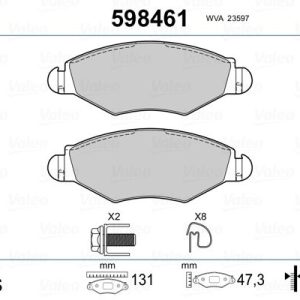 ÖN FREN BALATASI PEUGEOT P206 1.4 1.6 09/98 P306 1.4 1.6 5/93 FTE KIRMIZI KUTU