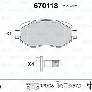 ÖN FREN BALATASI RENAULT MEGANE IV 15 TÜM MOTOR TİPLERİ G:129MM Y:58.4 MM K:18MM FTE KIRMIZI KUTU 410603407R-WVA22610-410605929R