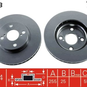 ÖN FREN AYNASI COROLLA 1.4-1.6-1.8 VVT-i 01/02 255x25x4DLxHAVALI